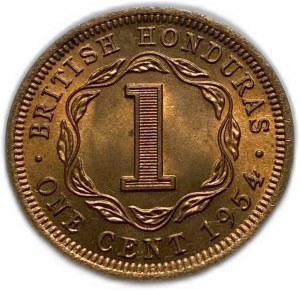 Honduras, British Colony, 1 Cent 1954, Elithabeth II, UNC