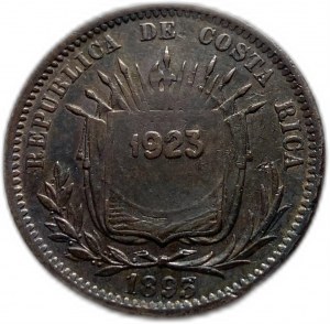 Costa Rica, 50 Centimos 1923 Gegenstempel auf 25 Centavos 1893, XF