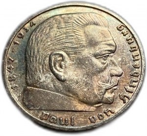 Germany, 2 Reichsmark 1938 E, UNC Toning