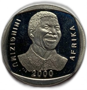 Afrique du Sud, 5 Rand 2000, Nelson Mandela, PREUVE Rare