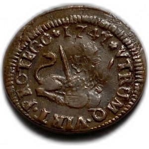 Spain, 1 Maravedi 1747 Segovia,Ferdinand VI, XF