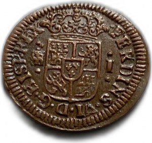 Spain, 1 Maravedi 1747 Segovia,Ferdinand VI, XF