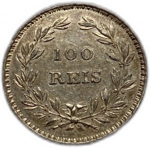 Portugalsko 100 Reis 1853,Maria II, UNC tónování