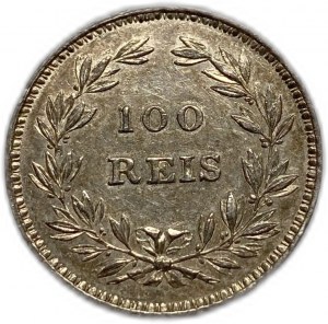 Portugalsko 100 Reis 1853, Maria II, UNC tónovanie