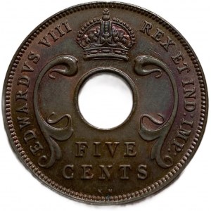 East Africa, British Colony, 5 Cents 1936 KN, Edward VIII, UNC