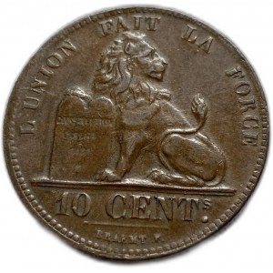 Belgia, 10 centymów 1833, Leopold I, kluczowa data, XF