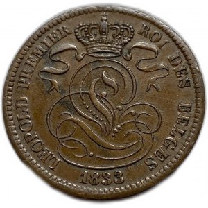 Belgium, 10 Centimes 1833, Leopold I, Key Date, XF