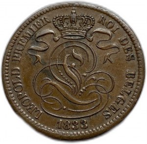 Belgium, 10 Centimes 1833, Leopold I, Key Date, XF