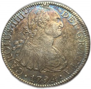 Mexiko, 8 realov, 1794 FM, Karol IV, XF tónovanie