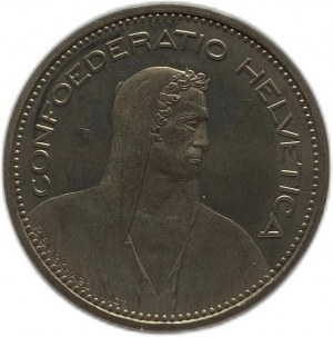 Švajčiarsko, 5 frankov 1991 B, PROOF Zriedkavé