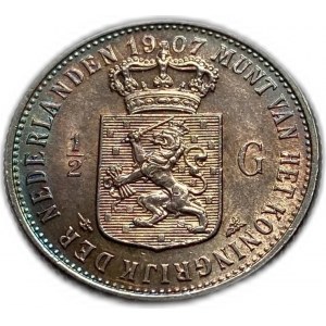 Paesi Bassi, 1/2 Gulden 1907, Guglielmina I, tonalità AUNC-UNC