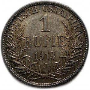 German East Africa, 1 Rupie, 1913 J, Wilhelm II, XF Tonning