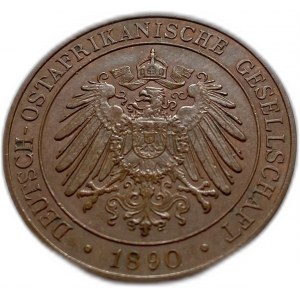 Německá východní Afrika 1 Pesa 1890, AUNC Zachovalý mincovní lesk