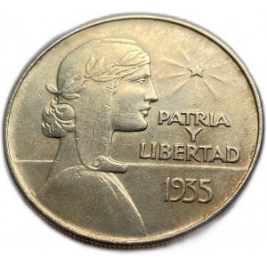 Cuba, 1 Peso, 1935, Peso ABC, Tonalité AUNC
