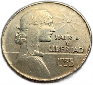 Kuba, 1 peso, 1935, ABC peso, tónování AUNC