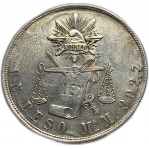 Mexiko, 1 peso, 1871 Mo M, stříbro, KM# 408.5, tónování XF-AUNC