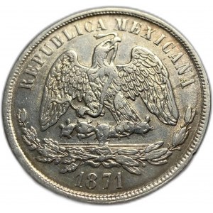Mexiko, 1 Peso, 1871 Mo M, Silber, KM# 408.5, XF-AUNC Tönung