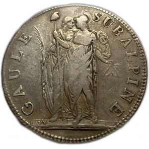 Italy Piedmont Republic, 5 Francs, 1802, XF