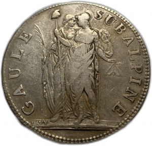 Italie République du Piémont, 5 Francs, 1802, XF