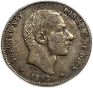 Filipíny, 20 Centimos 1882, Alfonso XII, XF