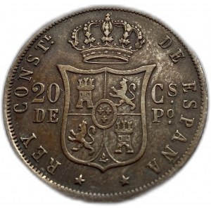 Philippines, 20 Centimos 1882, Alfonso XII, XF