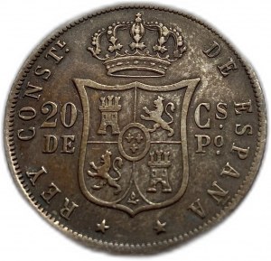 Filippine, 20 Centimos 1882, Alfonso XII, XF