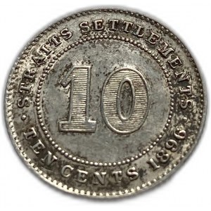 Straits Settlements, 10 centów, 1896, Victoria, AUNC