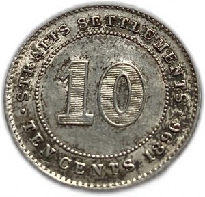 Straits Settlements, 10 centów, 1896, Victoria, AUNC