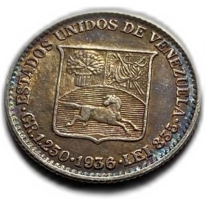 Wenezuela, 25 Centimos 1936, AUNC