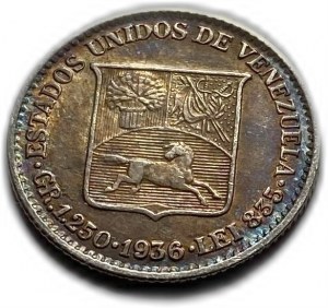 Venezuela, 25 Centimos 1936, AUNC