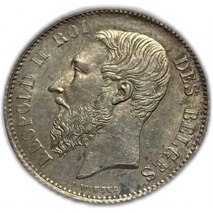 Belgium, Leopold II, 50 Centimes 1866, UNC Toning