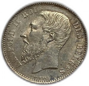Belgia, Leopold II, 50 centymów 1866, stan UNC