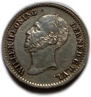 Nizozemsko, William II, 10 centů 1849., AUNC-UNC