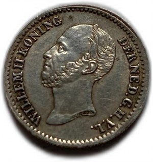 Holandia, Wilhelm II, 10 centów 1849, AUNC-UNC