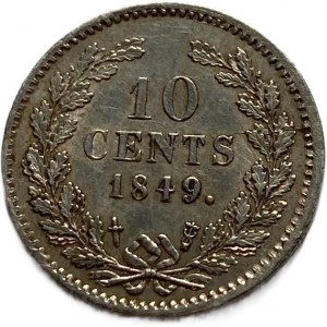 Netherlands, William II, 10 Cents 1849., AUNC-UNC