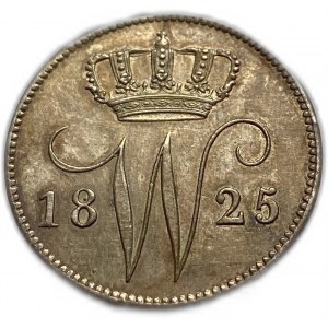 Nizozemsko, Vilém I., 25 centů 1825, UNC tónování