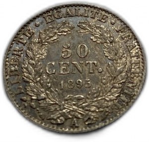 Francja, 50 centymów 1895 A, AUNC