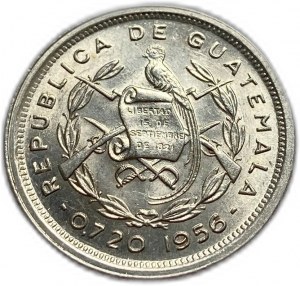 Gwatemala, 10 centavos 1956, UNC, pełny połysk mennicy