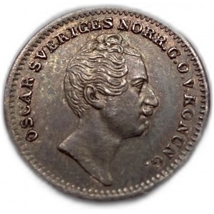 Schweden, 1/16 Riksdaler 1848/5, Überdatum