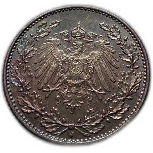 Germania, 1/2 marco 1906 J, tonalità