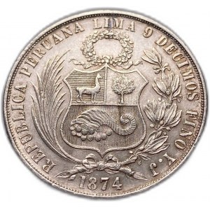 Peru 1 Sol 1874 YJ