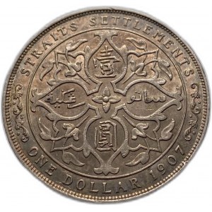 Insediamenti dello Stretto, 1 dollaro, 1907 H, Edoardo VII