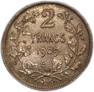 Belgio, 2 franchi 1909, Leopoldo II