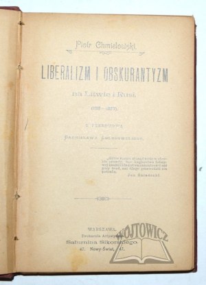 CHMIELOWSKI Piotr, Liberalismus a tmářství na Litvě a v Rusku (1815-1823).