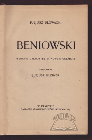 SŁOWACKI Juliusz, Beniowski.