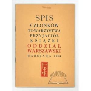 Elenco dei membri della Società degli Amici del Libro. Sezione di Varsavia.