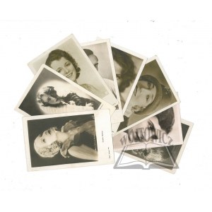 (SCHAUSPIELER). Eine Sammlung von 8 Postkarten mit Bildern von Schauspielerinnen und Schauspielern.