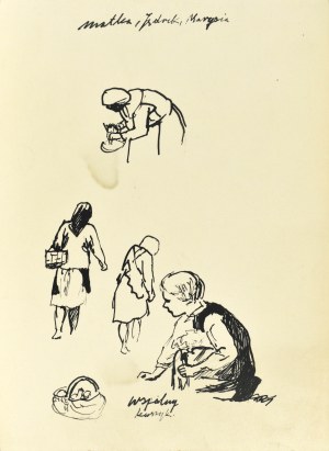 Ludwik MACIĄG (1920-2007), Sketches of women and the child in the field