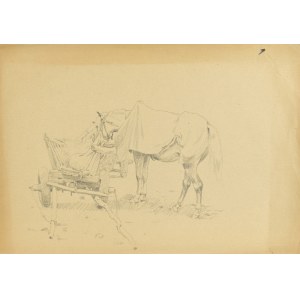 Ludwik MACIĄG (1920-2007), Le cheval à côté de la charrette