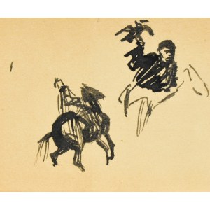 Ludwik MACIĄG (1920-2007), Skizzen eines Reiters auf dem Pferderücken